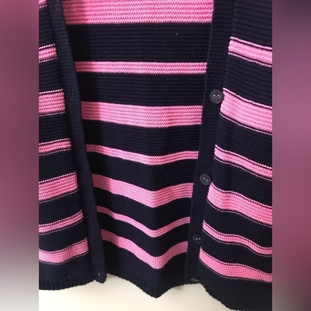 𝅺talbots Ladies Cotton Blend Cable Knit Cardigan w/ Shawl Collar & Buttons M - Picture 10 of 14